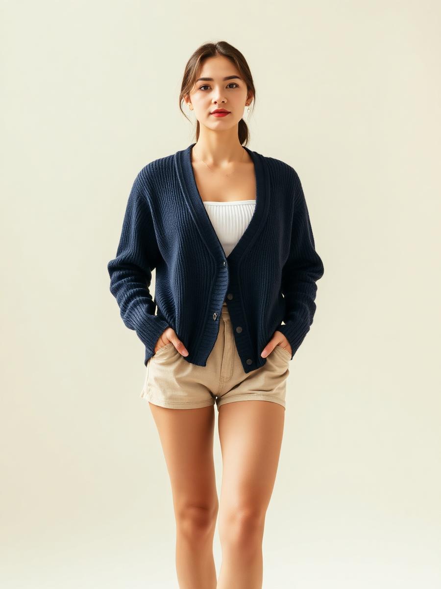 Cardigan Soft + Short Bege