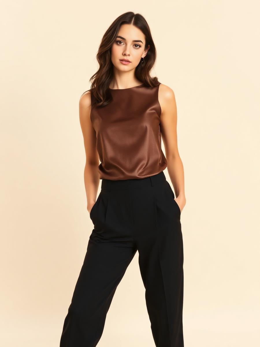 Blusa Cetim + Alfaiataria